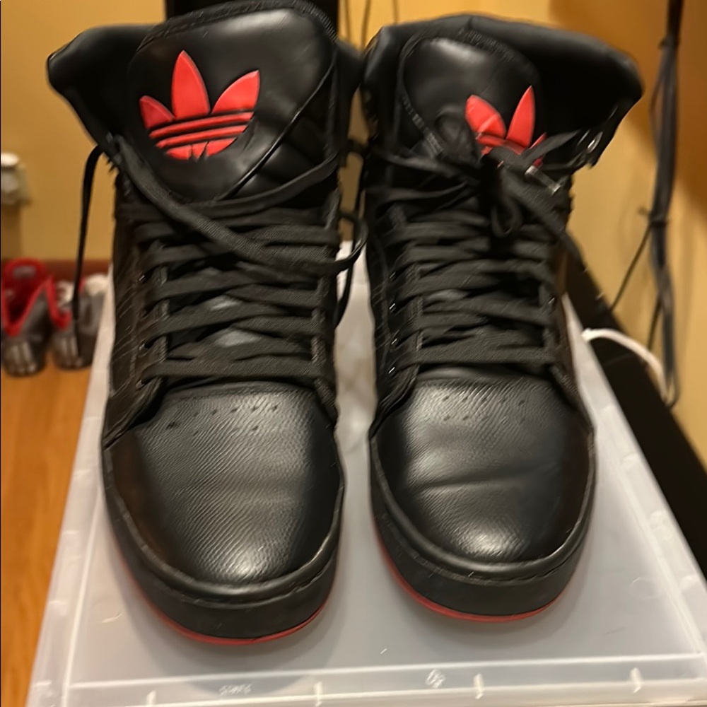 Adidas Black and Red Sneakers
